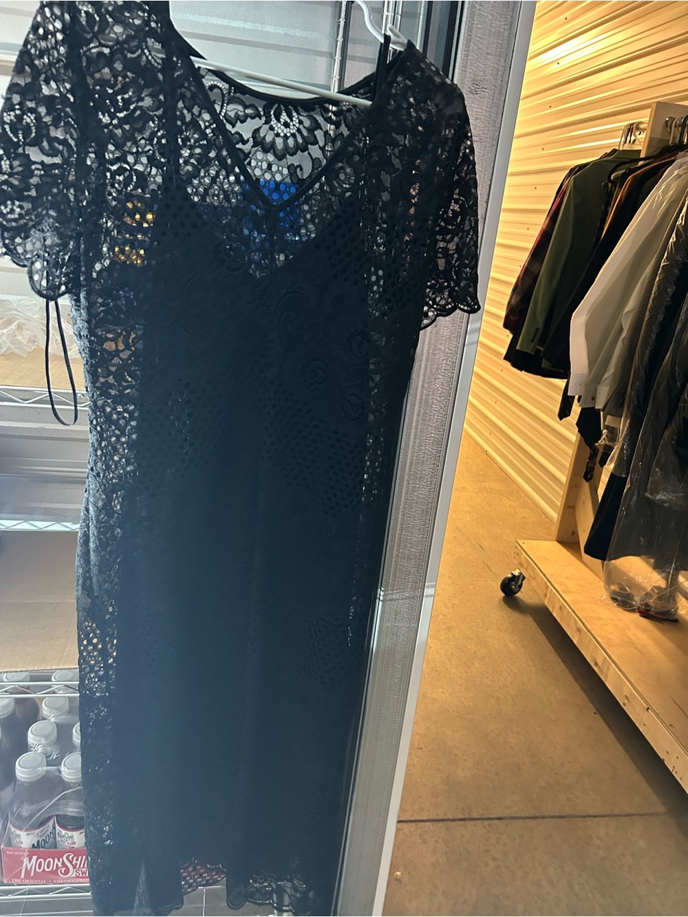 Donna Ricco size 14 Black Lace Short-Sleeve Dress